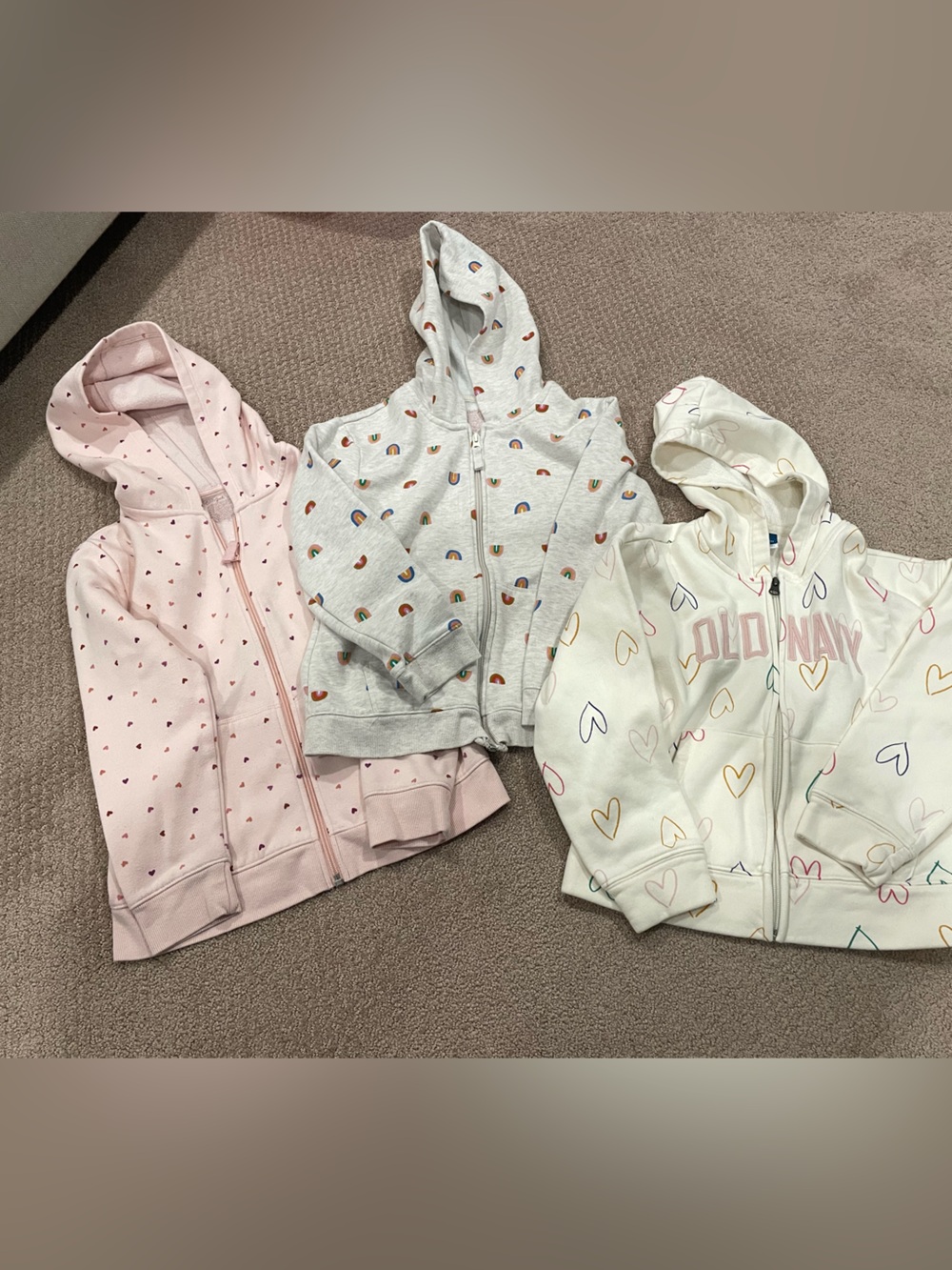 [BUNDLE] Old Navy/Cat & Jack Girl’s Printed Hooded Zip-up Sweaters, size 10/12 L